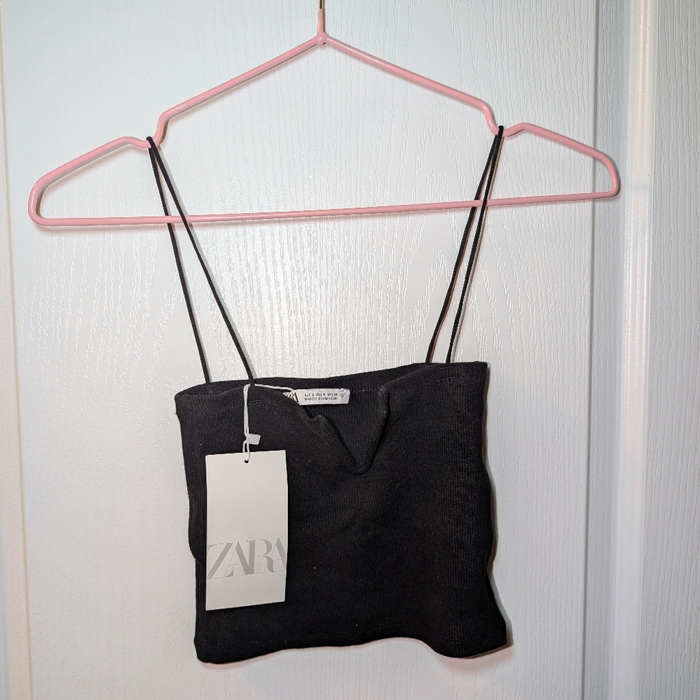 Zara Black Knit Cropped Camisole